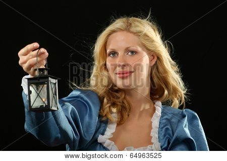 Baroque lady in blue dress