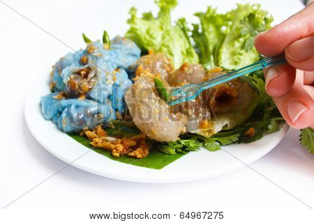 Steamed Rice-skin Dumplings And Tapioca Balls With Pork Filling.