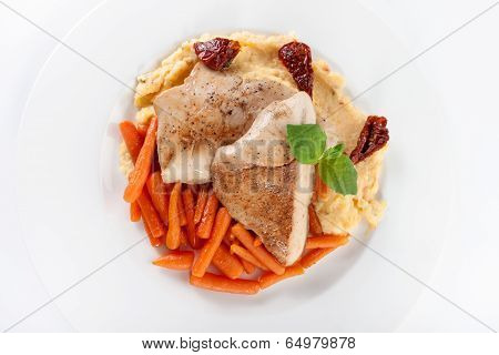 Meat With Carrot And Potato Puree