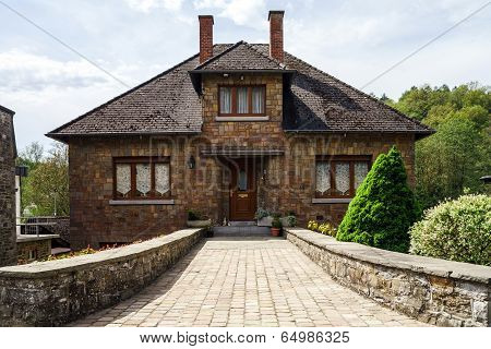 Traditional Street View Of Belgium Village