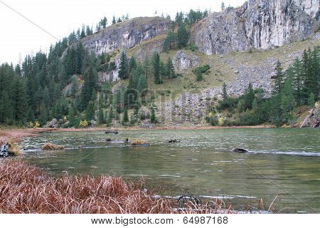 Pond and cliffs in Rugova valley, Kosovo
