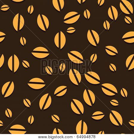 Coffee Vector Seamless Beans Background.