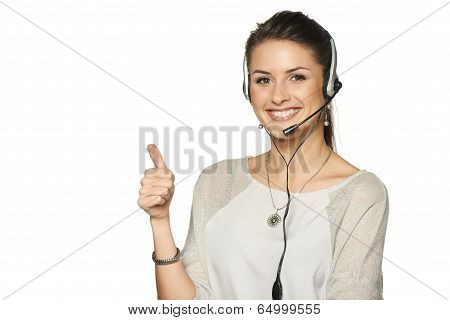 Headset woman call center operator