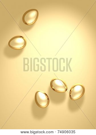 Five Easter Eggs lying on a pastel surface