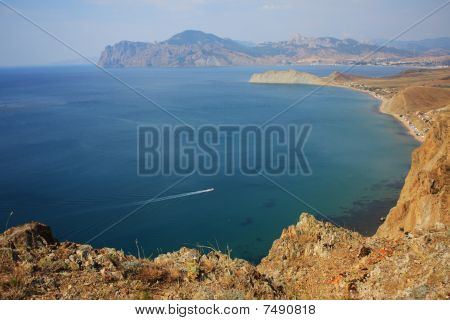 Straße von Kertsch Bergen und dem Meer. Frame