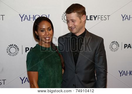 NEW YORK-OCT 18: Actress Jada Pinkett Smith (L) and Benjamin McKenzie attend the 2nd Annual Paleyfest New York Presents: 'Gotham' at Paley Center for Media on October 18, 2014 in New York City.