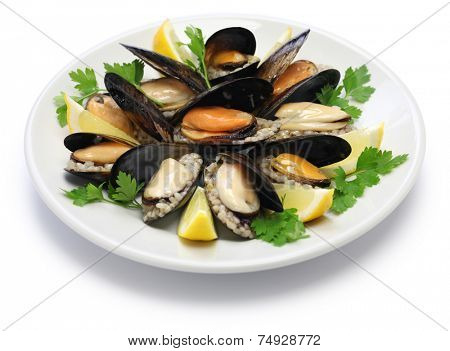 mydye dolmasi, stuffed mussels, turkish food isolated on white background