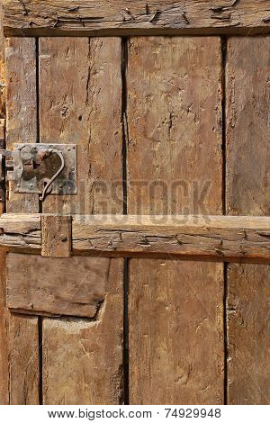 Old Door With Mortise Lock And Doorknob