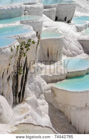 Travertine pools and terraces in Pamukkale, Turkey
