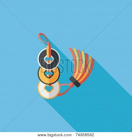 Chinese New Year Flat Icon With Long Shadow,eps10, Ancient Coins Lucky Pendant Means 