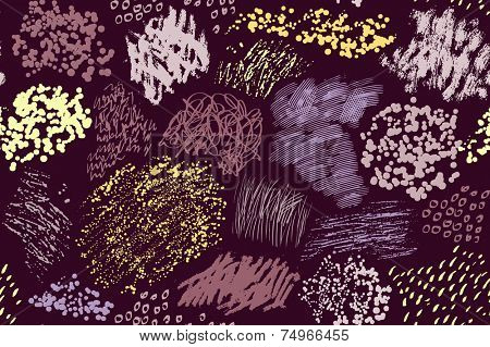 pattern consisting of hand-drawn brush strokes, blots, stripes and stains