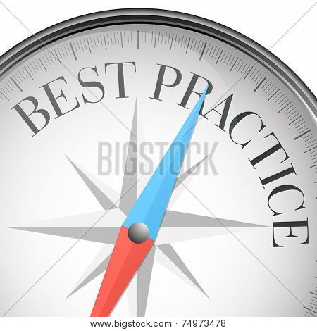 detailed illustration of a compass with best practice text, eps10 vector