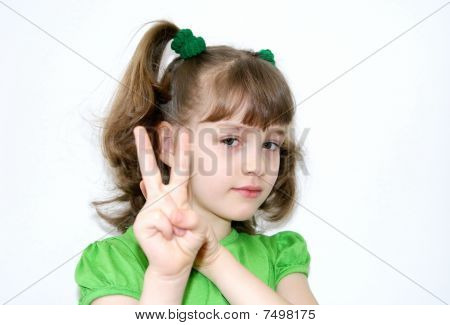 The girl on a white background