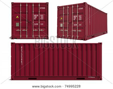 Red Container in 3D Isolated on White.