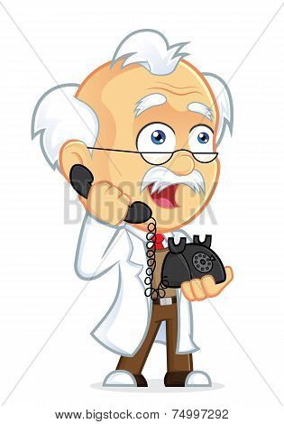 Vector Professor Talking on the Phone