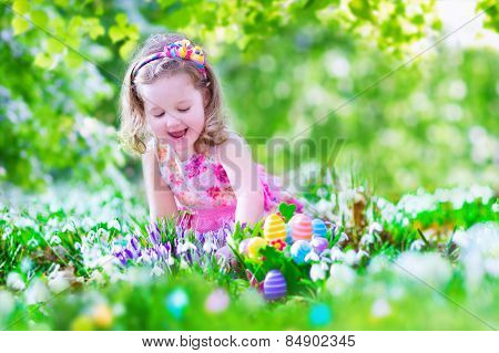 Little Girl At Egg Hunt