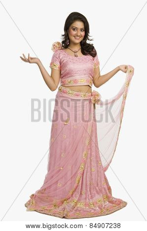 Portrait of a beautiful woman posing in traditional dress