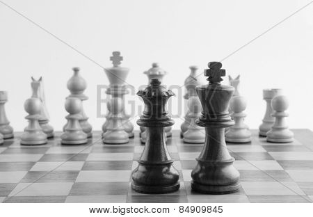Chess pieces on a chess board