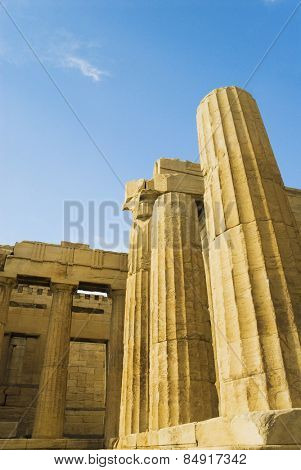 Ruins of an ancient gateway, Propylaea, Acropolis, Athens, Greece