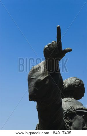 Low angle view of a statue, Theodoros Kolokotronis, Athens, Greece