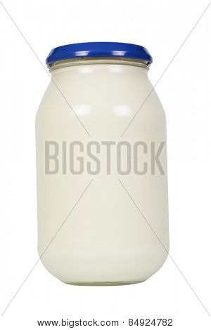Close-up of a mayonnaise jar