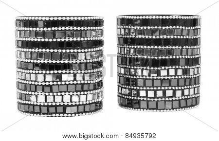 Close-up of two candlestick holders