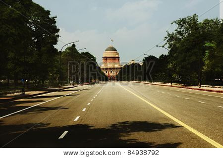 Road leading towards a government building, Rashtrapati Bhawan, New Delhi, India