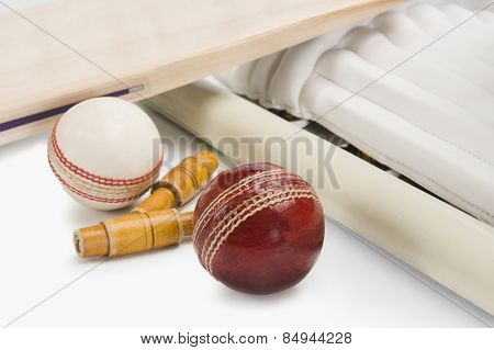 Close-up of cricket equipment