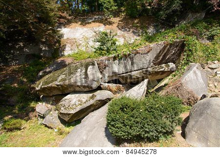 Yeongju, Korea - October 15, 2014: Levitative Stone At Buseoksa Temple.
