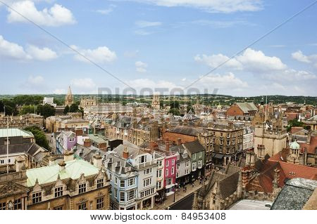 High angle view of buildings in a city, Oxford, Oxfordshire, England