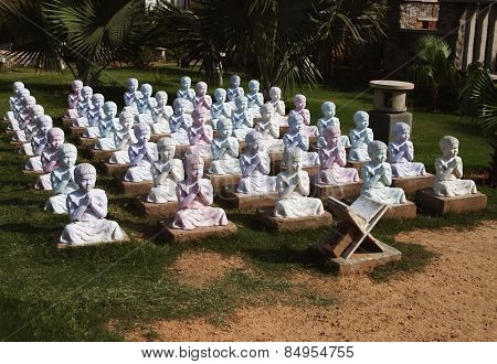 Statues of students studying, Garden of Five Senses, Saidul Ajaib, New Delhi, India
