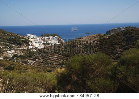 Buildings on an island, Ponza, Tyrrhenian Sea, Province Of Latina, Lazio, Italy