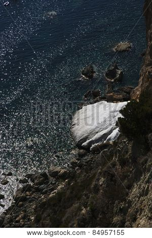 Rock formations in sea, Ponza, Tyrrhenian Sea, Province Of Latina, Lazio, Italy