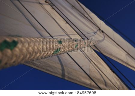 Sails of a clipper ship, Amalfi, Province Of Salerno, Gulf Of Salerno, Tyrrhenian Sea, Campania, Italy