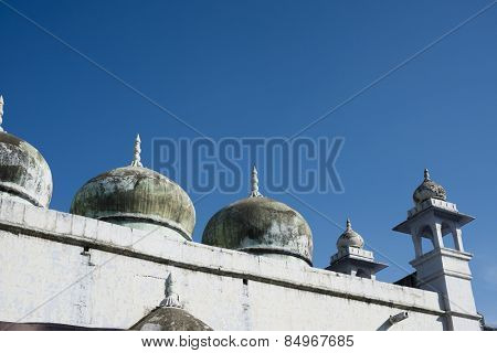 Low angle view of domes of a mosque, Pushkar, Ajmer, Rajasthan, India