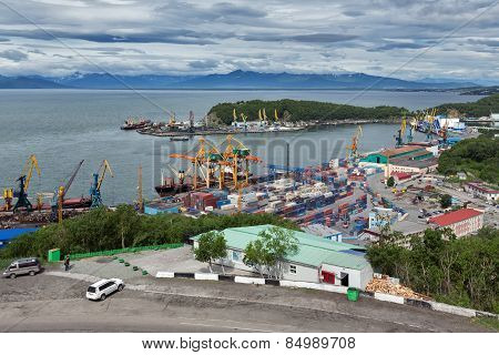 View On Seaport Petropavlovsk-kamchatsky City. Russia, Far East, Kamchatka, Avacha Bay