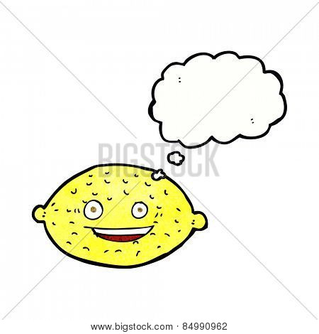 cartoon lemon with thought bubble