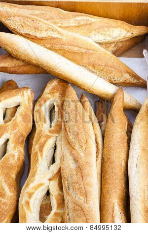 baguettes, market in Forcalquier, Provence, France