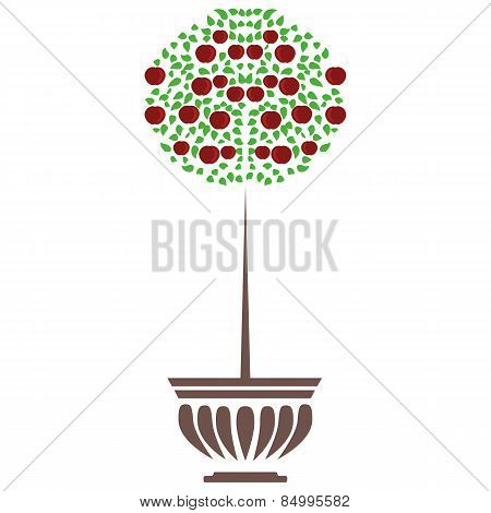 Plant tree pot illustration at white background