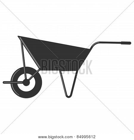 Single wheelbarrow vector illustration in black color