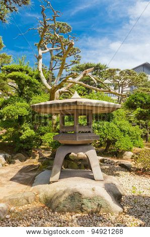 Traditional Stone Lantern (toro) In Takamatsu Castle, Japan