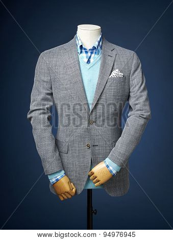 Mens Jacket Isolated On A Blue Background