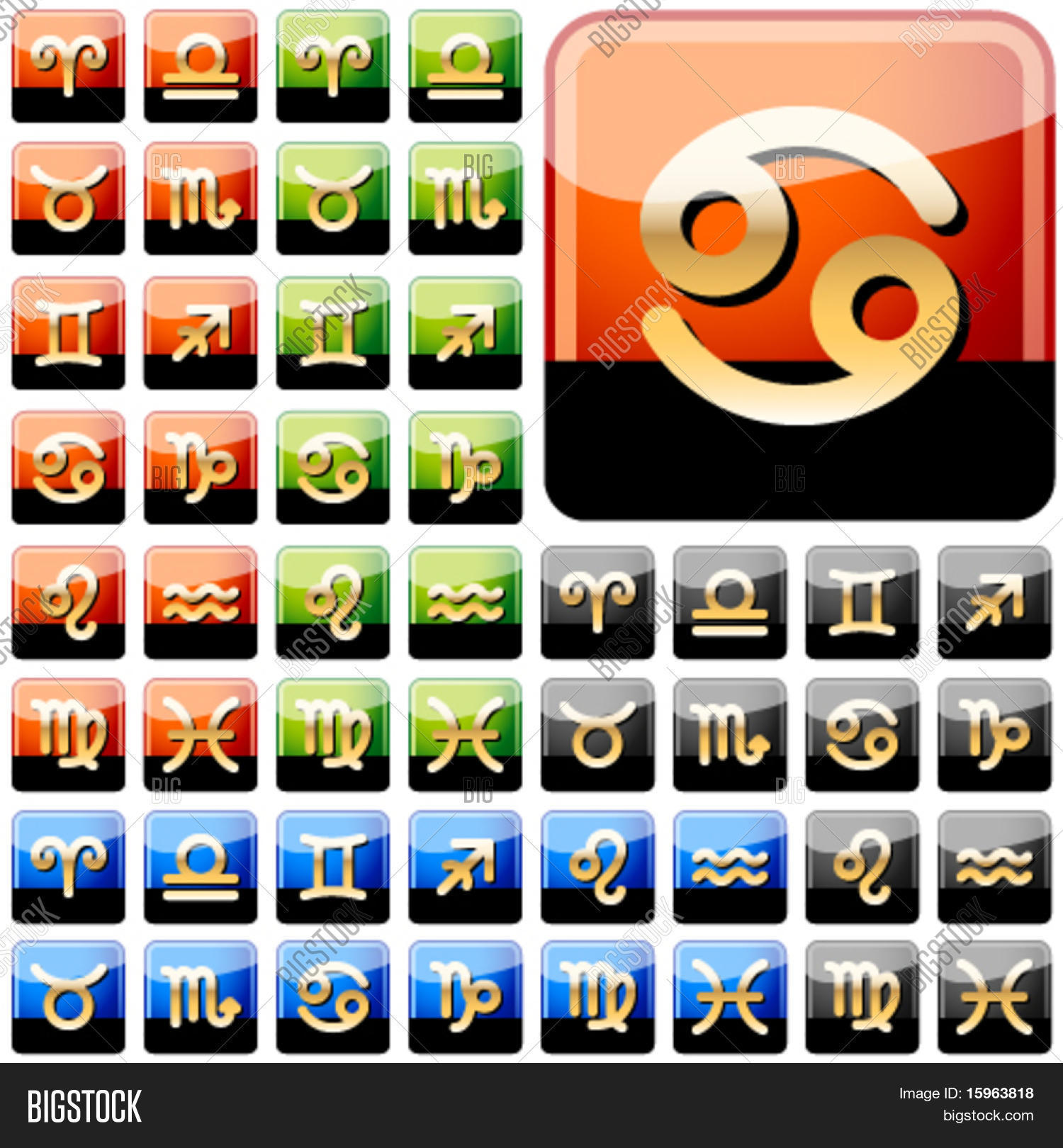 Set Glossy Zodiac Vector & Photo (Free Trial) | Bigstock