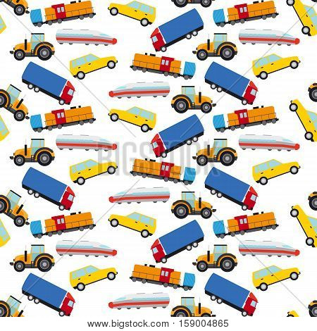 Trasport colorful seamless pattern flat style. Vector illustration