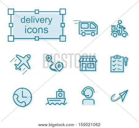 Thin line icons set Linear symbols set Delivery