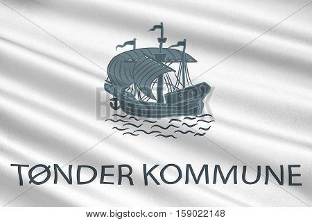 Flag of Toender is a municipality in Region Hovedstaden of Denmark. 3d illustration