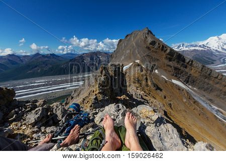 Hike in  Alaska at summertime