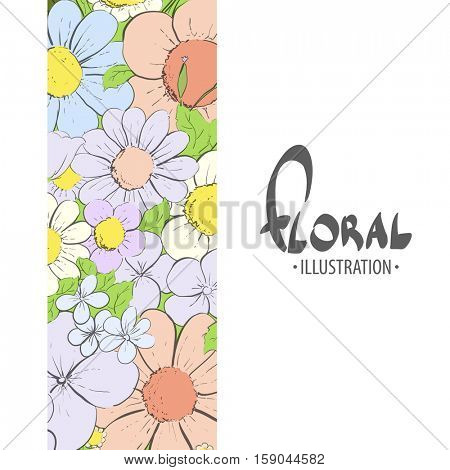 Summer beautiful daisies, forget-me-bells on a white background lift your mood