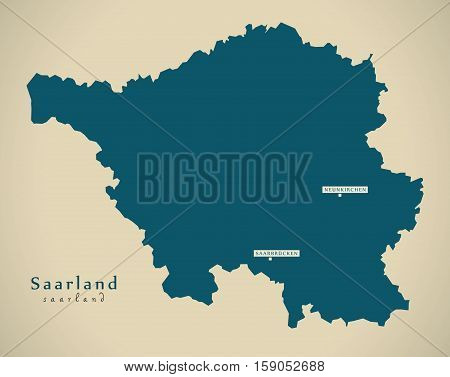 Modern Map - Saarland DE Germany illustration