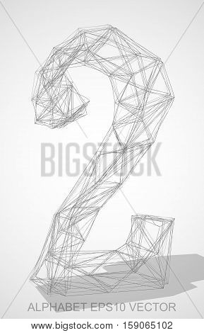 Abstract illustration of a Pencil sketched 2 with Transparent Shadow. Hand drawn 3D 2 for your design. EPS 10 vector illustration.